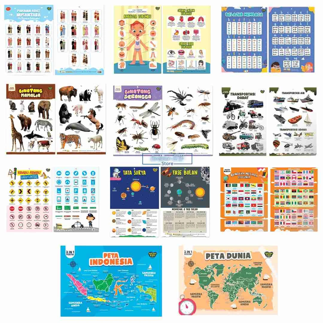 Amazing Kids - Poster 2 In 1 Belajar Anak Glossy / Poster Edukasi Anak